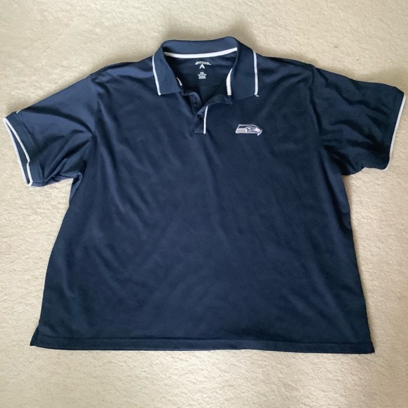 SEATTLE SEAHAWKS NFL Football Polo Shirt Blue Casual Short Sleeve Navy Men's 3XL - Picture 7 of 7